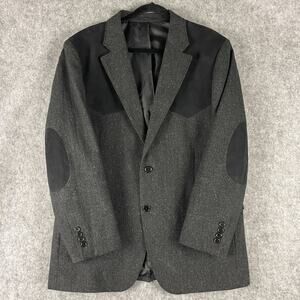 Red Sky Western Blazer Sport Coat Mens 44R Gray Elbow Patch Wool Speckled Cowboy